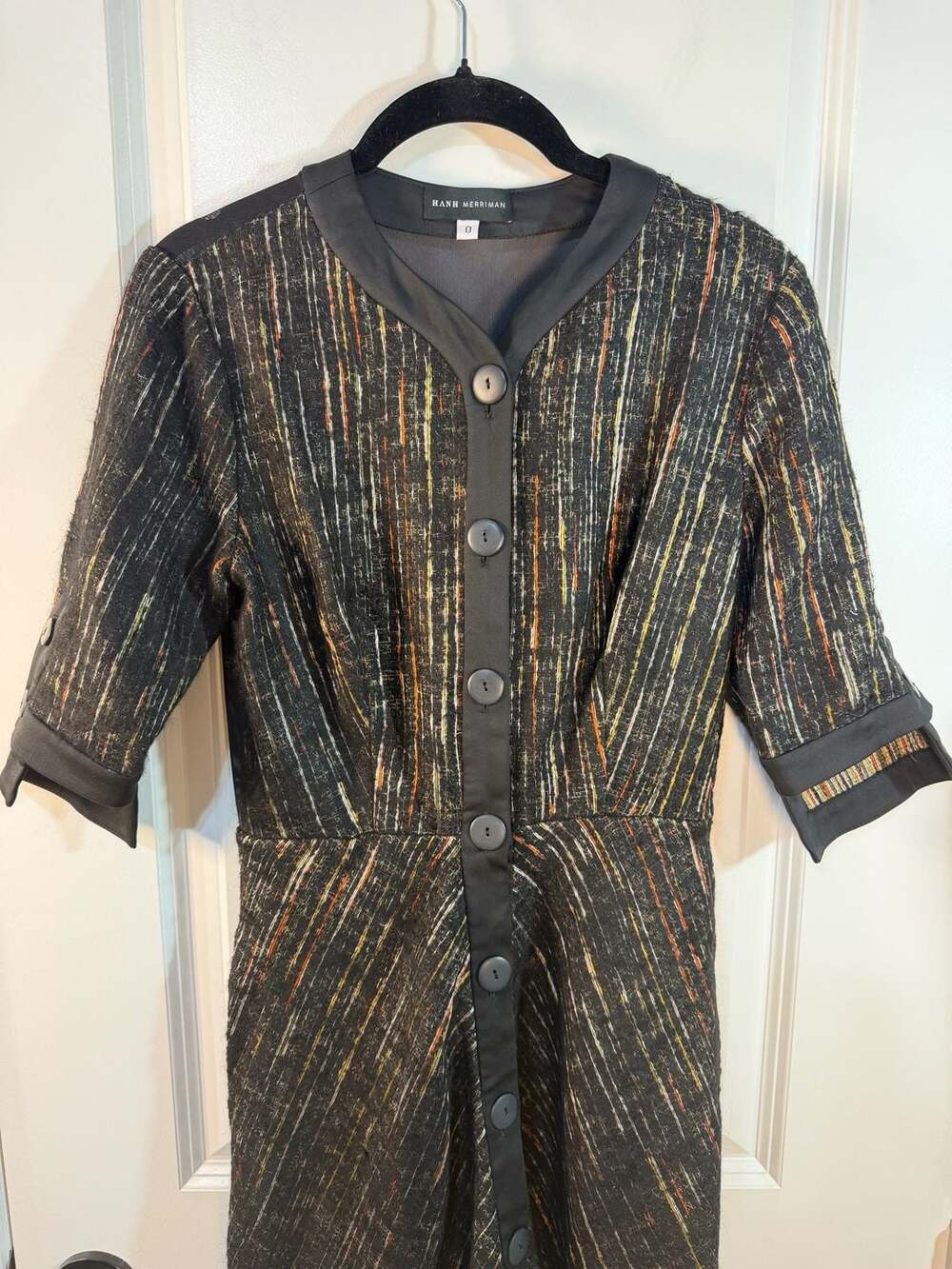 Hanh Merriman Textured Button-Down Midi Dress with Mesh Back Size 0 - Picture 3 of 8